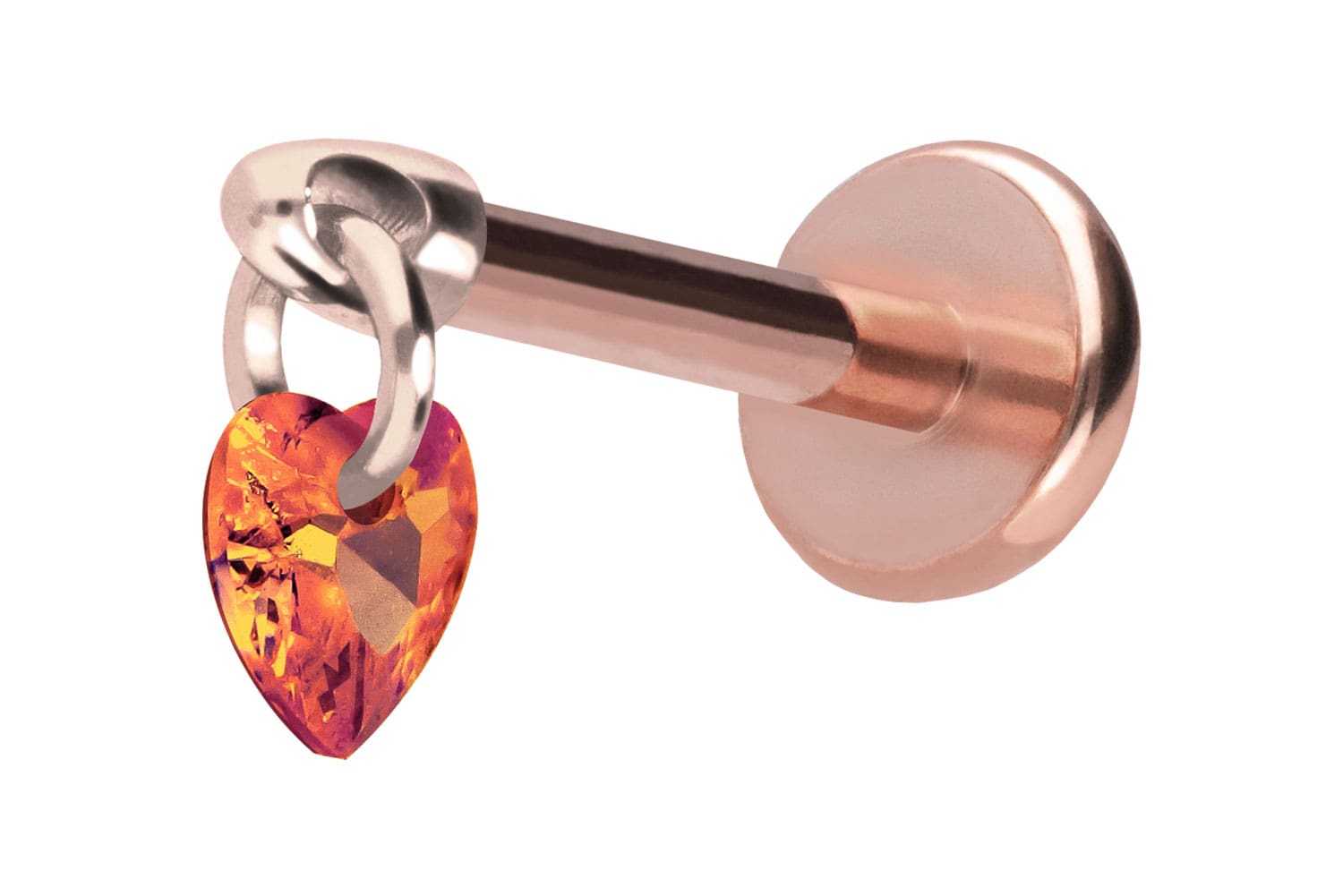 Titan Labret Piercing mit Push Fit KRISTALLHERZ